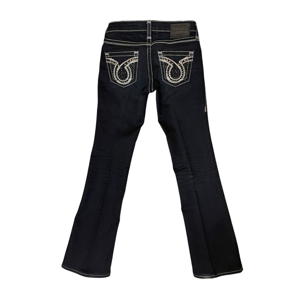 Big Star Liv Stretch Boot Cut Jeans 26L Thick Stitch Bling Pockets